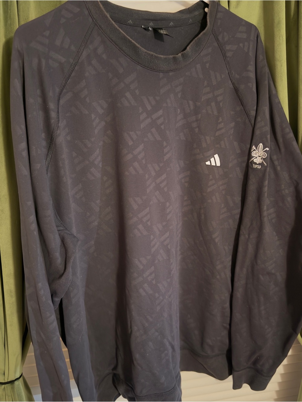 adidas Black Tonal Pattern Crewneck Sweatshirt with White Logos